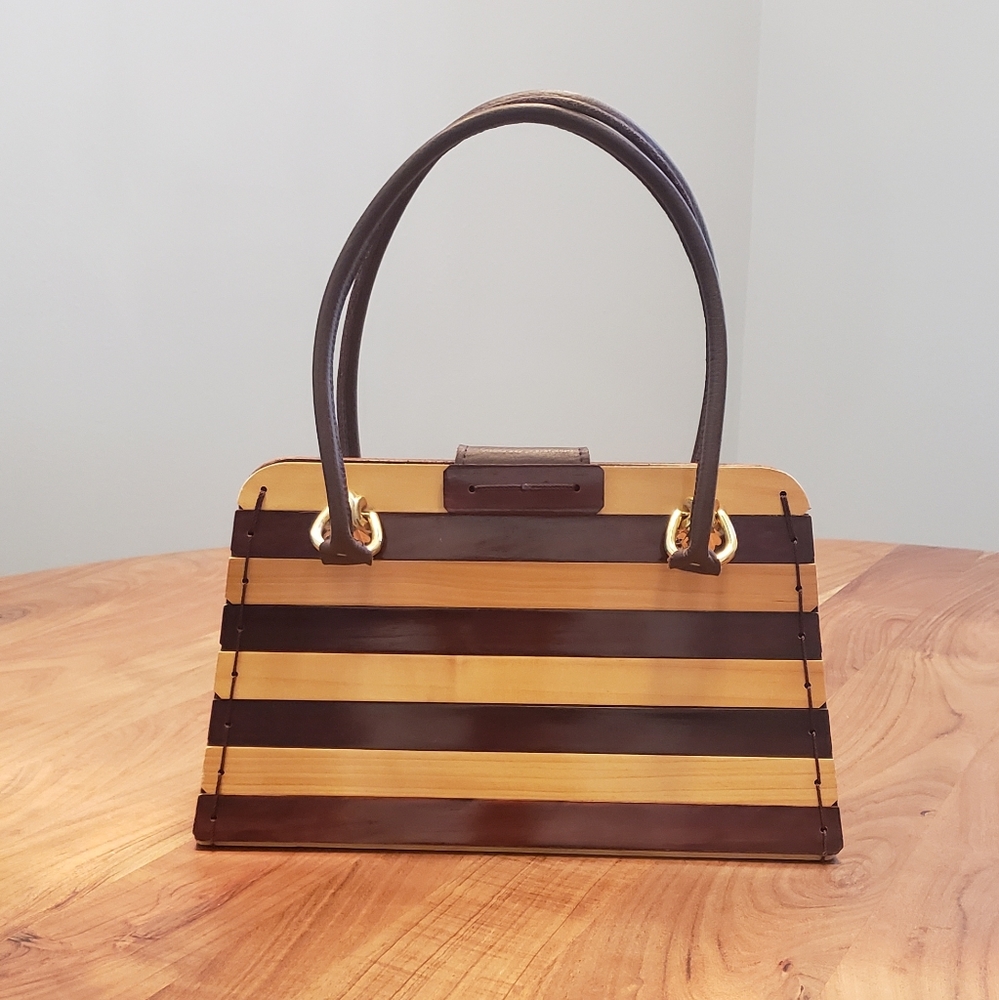 Wood and leather purse